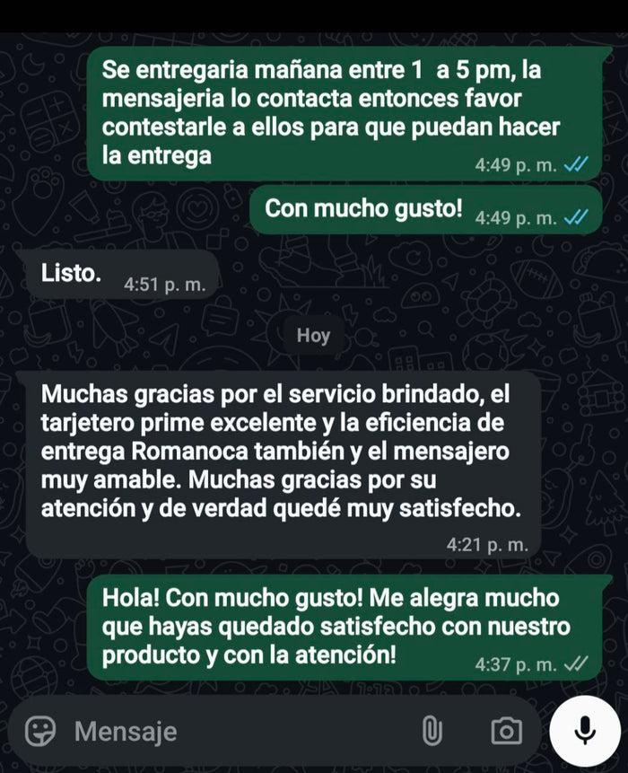 Mensaje de cliente satisfecho
