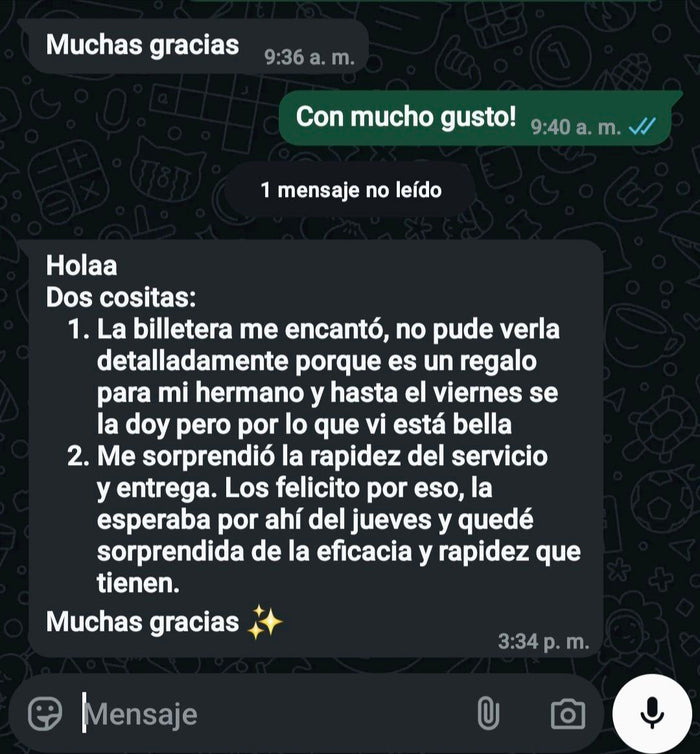 Mensaje de cliente satisfecho